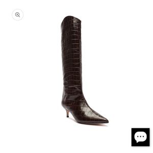 Schutz Maryana Lo Croc-embossed leather boot in dark chocolate brown Size 7